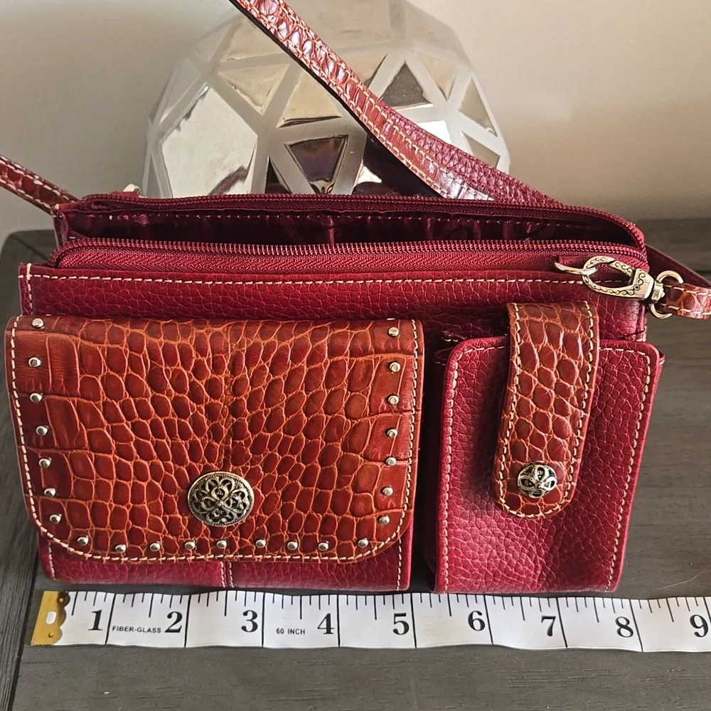 Elegant Brighton Red Leather Crossbody Bag